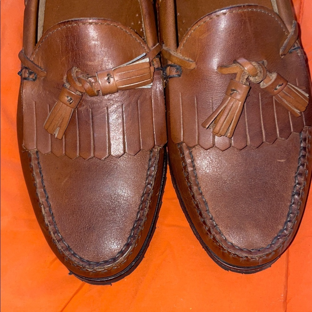 FootJoy Brown Leather Tassel Loafers - Picture 5 of 9